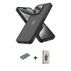 MARSİLYAN™- iPhone 13 Pro Max Kılıf Atlas Form - Siyah Bilvis 3D Cam Ekran Koruyucu + Yeşil Renkli Kamera Lens Koruma Cam