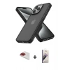 MARSİLYAN™- iPhone 13 Pro Max Kılıf Atlas Form - Siyah Bilvis 3D Mat Cam Ekran Koruyucu + Pers Alüminyum Kamera Lens - KI