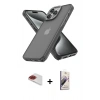 MARSİLYAN™- iPhone 13 Pro Max Kılıf Atlas Form - Siyah Bilvis 3D Mat Cam Ekran Koruyucu + Pers Alüminyum Kamera Lens - KI
