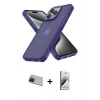MARSİLYAN™- iPhone 13 Pro Max Kılıf Atlas Form - Siyah Bilvis 3D Mat Cam Ekran Koruyucu + Kırmızı Rainbow Kamera Lens Koruma Cam