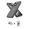 MARSİLYAN™- iPhone 13 Pro Max Kılıf Atlas Form - Siyah Bilvis 3D Mat Cam Ekran Koruyucu + Rainbow Kamera Lens Koruma Cam - MR