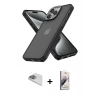 MARSİLYAN™- iPhone 13 Pro Max Kılıf Atlas Form - Siyah Bilvis 3D Mat Cam Ekran Koruyucu + Pers Alüminyum Kamera Lens - SABE