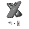 MARSİLYAN™- iPhone 13 Pro Max Kılıf Atlas Form - Siyah Bilvis 3D Mat Cam Ekran Koruyucu + Pers Alüminyum Kamera Lens - SABE