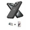 MARSİLYAN™- iPhone 13 Pro Max Kılıf Atlas Form - Siyah Bilvis 3D Mat Cam Ekran Koruyucu + Rainbow Kamera Lens Koruma Cam - MI