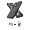 MARSİLYAN™- iPhone 13 Pro Max Kılıf Atlas Form - Siyah Bilvis 3D Mat Cam Ekran Koruyucu + Rainbow Kamera Lens Koruma Cam - BZ