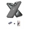 MARSİLYAN™- iPhone 13 Pro Max Kılıf Atlas Form - Siyah Bilvis 3D Mat Cam Ekran Koruyucu + Renkli Kamera Lens Koruma Cam - TU