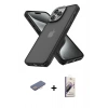 MARSİLYAN™- iPhone 13 Pro Max Kılıf Atlas Form - Siyah Bilvis 3D Mat Cam Ekran Koruyucu + Renkli Kamera Lens Koruma Cam - PE