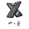 MARSİLYAN™- iPhone 13 Pro Max Kılıf Atlas Form - Siyah Bilvis 3D Mat Cam Ekran Koruyucu + Renkli Kamera Lens Koruma Cam - TU