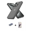 MARSİLYAN™- iPhone 13 Pro Max Kılıf Atlas Form - Siyah Bilvis 3D Mat Cam Ekran Koruyucu + Renkli Kamera Lens Koruma Cam - YL