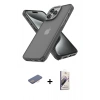 MARSİLYAN™- iPhone 13 Pro Max Kılıf Atlas Form - Siyah Bilvis 3D Mat Cam Ekran Koruyucu + Renkli Kamera Lens Koruma Cam - PE