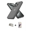 MARSİLYAN™- iPhone 13 Pro Max Kılıf Atlas Form - Siyah Bilvis 3D Mat Cam Ekran Koruyucu + Rainbow Kamera Lens Koruma Cam - REGD