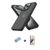 MARSİLYAN™- iPhone 13 Pro Max Kılıf Atlas Form - Siyah Bilvis 3D Mat Cam Ekran Koruyucu + Shine Kamera Lens Koruma Cam - MI