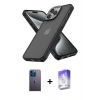 MARSİLYAN™- iPhone 13 Pro Max Kılıf Atlas Form - Siyah Bilvis 5in1 3D Magic Cam Ekran Koruyucu + Mavi Neon Fosforlu Kamera Lens