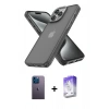 MARSİLYAN™- iPhone 13 Pro Max Kılıf Atlas Form - Siyah Bilvis 5in1 3D Magic Cam Ekran Koruyucu + Mavi Neon Fosforlu Kamera Lens