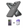 MARSİLYAN™- iPhone 13 Pro Max Kılıf Atlas Form - Siyah Bilvis 5in1 3D Magic Cam Ekran Koruyucu + Neon Fosforlu Kamera Lens - YL