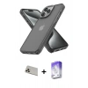 MARSİLYAN™- iPhone 13 Pro Max Kılıf Atlas Form - Siyah Bilvis 5in1 3D Magic Cam Ekran Koruyucu + Rainbow Kamera Lens Koruma Cam - REGD