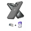 MARSİLYAN™- iPhone 13 Pro Max Kılıf Atlas Form - Siyah Bilvis 5in1 3D Magic Cam Ekran Koruyucu + Rainbow Kamera Lens Koruma Cam - MI