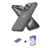 MARSİLYAN™- iPhone 13 Pro Max Kılıf Atlas Form - Siyah Bilvis 5in1 3D Magic Cam Ekran Koruyucu + Renkli Kamera Lens Koruma Cam - TU