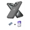MARSİLYAN™- iPhone 13 Pro Max Kılıf Atlas Form - Siyah Bilvis 5in1 3D Magic Cam Ekran Koruyucu + Shine Kamera Lens Koruma Cam - PE