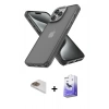 MARSİLYAN™- iPhone 13 Pro Max Kılıf Atlas Form - Siyah Bilvis 5in1 5D Magic Hayalet Cam Ekran Koruyucu + Pers Alüminyum Kamera Lens - GD