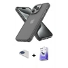 MARSİLYAN™- iPhone 13 Pro Max Kılıf Atlas Form - Siyah Bilvis 5in1 5D Magic Hayalet Cam Ekran Koruyucu + Pers Alüminyum Kamera Lens - LT