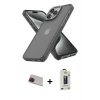 MARSİLYAN™- iPhone 13 Pro Max Kılıf Atlas Form - Siyah Bilvis Hayalet Cam Ekran Koruyucu + Rainbow Kamera Lens Koruma Cam - KI