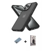MARSİLYAN™- iPhone 13 Pro Max Kılıf Atlas Form - Siyah Bilvis Hayalet Cam Ekran Koruyucu + Shine Kamera Lens Koruma Cam - GI