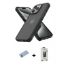 MARSİLYAN™- iPhone 13 Pro Max Kılıf Atlas Form - Siyah Bilvis Hayalet Cam Ekran Koruyucu + Shine Kamera Lens Koruma Cam - MI