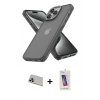 MARSİLYAN™- iPhone 13 Pro Max Kılıf Atlas Form - Siyah Joko 5D Cam + Mor Rainbow Kamera Lens Koruma Cam