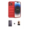MARSİLYAN™- iPhone 13 Pro Max Kılıf Atlas Koleksiyonu - Şeffaf Maxco Cam Ekran Koruyucu + Neon Fosforlu Kamera Lens - BZ