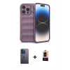 MARSİLYAN™- iPhone 13 Pro Max Kılıf Atlas Koleksiyonu - Şeffaf Maxco Cam Ekran Koruyucu + Mavi Neon Fosforlu Kamera Lens