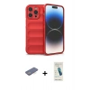 MARSİLYAN™- iPhone 13 Pro Max Kılıf Atlas Koleksiyonu - Şeffaf Pasifik Cam Ekran Koruyucu + Renkli Kamera Lens Koruma Cam - MI