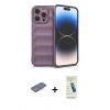 MARSİLYAN™- iPhone 13 Pro Max Kılıf Atlas Koleksiyonu - Şeffaf Pasifik Cam Ekran Koruyucu + Renkli Kamera Lens Koruma Cam - MI