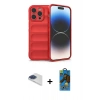 MARSİLYAN™- iPhone 13 Pro Max Kılıf Atlas Koleksiyonu - Siyah 18D Cam Ekran Koruyucu + Pers Alüminyum Kamera Lens - LT