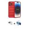 MARSİLYAN™- iPhone 13 Pro Max Kılıf Atlas Koleksiyonu - Siyah 3D Antistatik Cam Ekran Koruyucu + Pers Alüminyum Kamera Lens - GI
