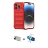 MARSİLYAN™- iPhone 13 Pro Max Kılıf Atlas Koleksiyonu - Siyah 3D Antistatik Cam Ekran Koruyucu + Rainbow Kamera Lens Koruma Cam - REGD
