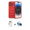 MARSİLYAN™- iPhone 13 Pro Max Kılıf Atlas Koleksiyonu - Siyah 3D Antistatik Cam Ekran Koruyucu + Shine Kamera Lens - GD