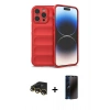 MARSİLYAN™- iPhone 13 Pro Max Kılıf Atlas Koleksiyonu - Siyah 3D Antistatik Hayalet Cam Ekran Koruyucu + Raze Metal Kamera Lens - GD