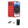 MARSİLYAN™- iPhone 13 Pro Max Kılıf Atlas Koleksiyonu - Siyah 3D Antistatik Hayalet Cam Ekran Koruyucu + Renkli Kamera Lens Koruma Cam - YL
