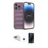 MARSİLYAN™- iPhone 13 Pro Max Kılıf Atlas Koleksiyonu - Siyah 3D Antistatik Hayalet Cam Ekran Koruyucu + Pers Alüminyum Kamera Lens - SABE