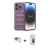 MARSİLYAN™- iPhone 13 Pro Max Kılıf Atlas Koleksiyonu - Siyah 6D Mat Seramik Hayalet Nano Ekran Koruyucu + Pers Alüminyum Kamera Lens - GI
