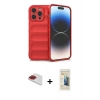 MARSİLYAN™- iPhone 13 Pro Max Kılıf Atlas Koleksiyonu - Siyah 6D Mat Seramik Hayalet Nano Ekran Koruyucu + Pers Alüminyum Kamera Lens - KI