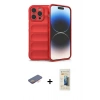 MARSİLYAN™- iPhone 13 Pro Max Kılıf Atlas Koleksiyonu - Siyah 6D Mat Seramik Hayalet Nano Ekran Koruyucu + Renkli Kamera Lens Koruma Cam - TU