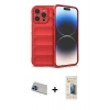MARSİLYAN™- iPhone 13 Pro Max Kılıf Atlas Koleksiyonu - Siyah 6D Mat Seramik Hayalet Nano Ekran Koruyucu + Rainbow Kamera Lens Koruma Cam - MI