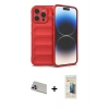 MARSİLYAN™- iPhone 13 Pro Max Kılıf Atlas Koleksiyonu - Siyah 6D Mat Seramik Hayalet Nano Ekran Koruyucu + Mor Rainbow Kamera Lens Koruma Cam