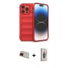 MARSİLYAN™- iPhone 13 Pro Max Kılıf Atlas Koleksiyonu - Siyah Bilvis 3D Cam Ekran Koruyucu + Rainbow Kamera Lens Koruma Cam - KI