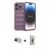 MARSİLYAN™- iPhone 13 Pro Max Kılıf Atlas Koleksiyonu - Siyah Bilvis 3D Cam Ekran Koruyucu + Rainbow Kamera Lens Koruma Cam - KI