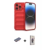 MARSİLYAN™- iPhone 13 Pro Max Kılıf Atlas Koleksiyonu - Siyah Bilvis 3D Cam Ekran Koruyucu + Renkli Kamera Lens Koruma Cam - TU
