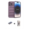 MARSİLYAN™- iPhone 13 Pro Max Kılıf Atlas Koleksiyonu - Siyah Bilvis 3D Cam Ekran Koruyucu + Renkli Kamera Lens Koruma Cam - TU