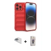 MARSİLYAN™- iPhone 13 Pro Max Kılıf Atlas Koleksiyonu - Siyah Bilvis 3D Cam Ekran Koruyucu + Pers Alüminyum Kamera Lens - SABE
